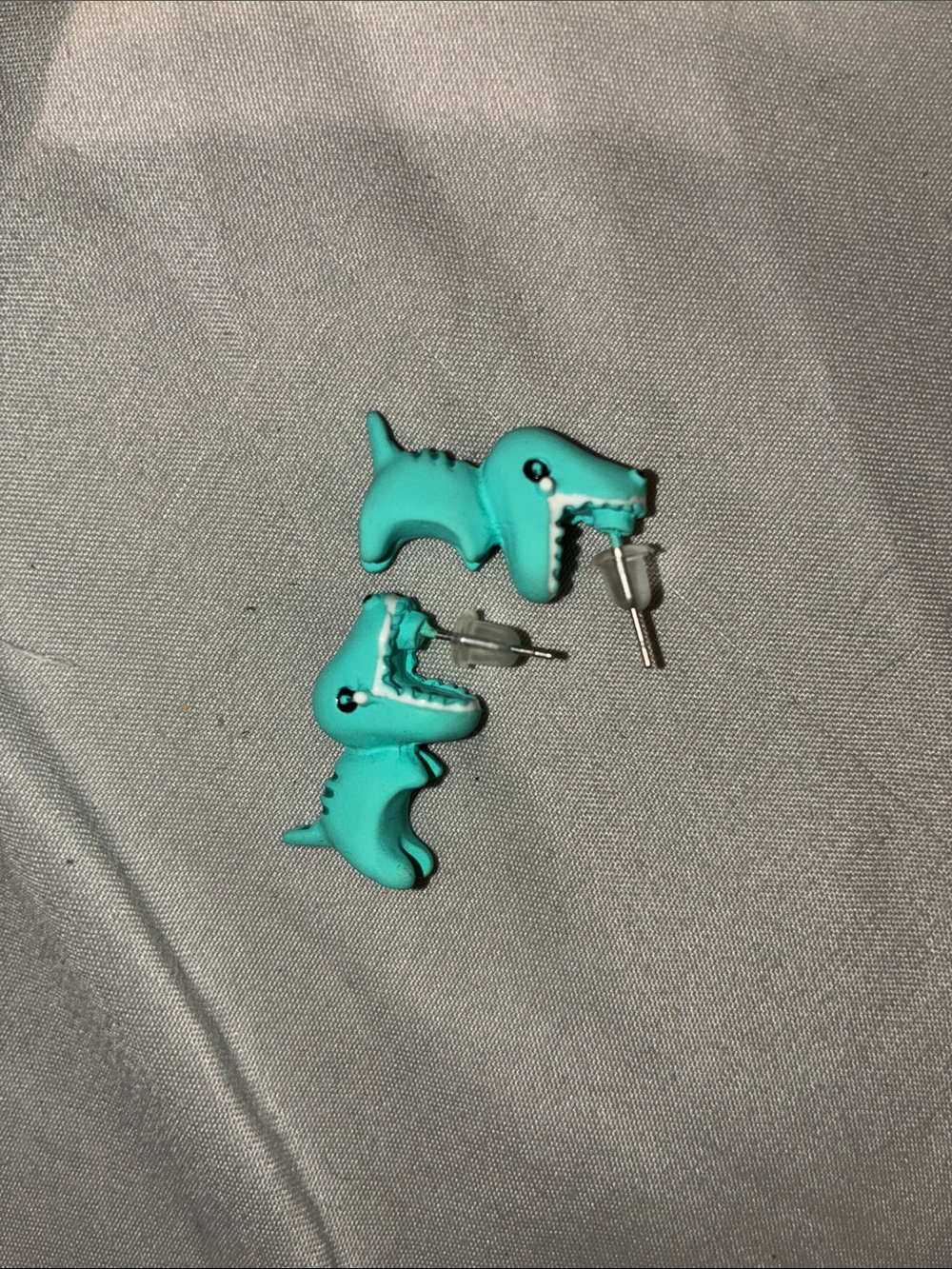 Dino Clay Stud Earrings - Teal